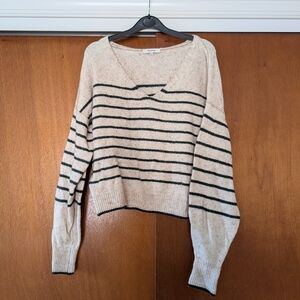 Madewell Beige V-Neck Sweater Cotton Merino Size Medium